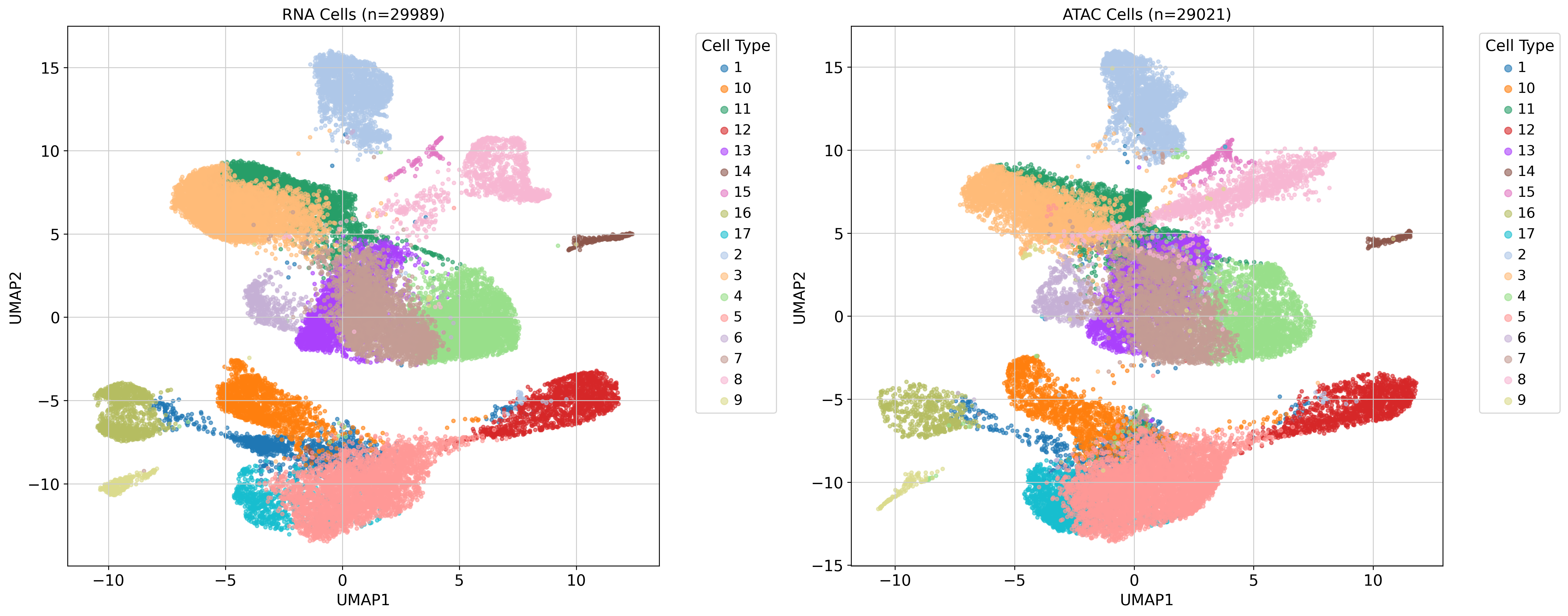 UMAP split by modality